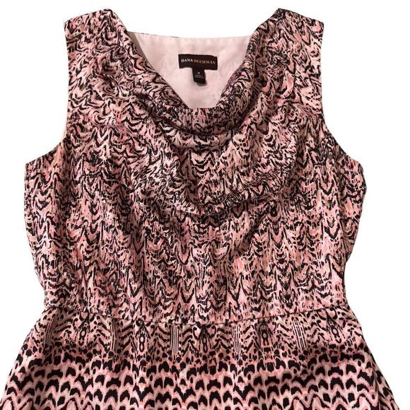 Dana Buchman Abstract Print Draped Sleeveless Dress Medium - Picture 3 of 16